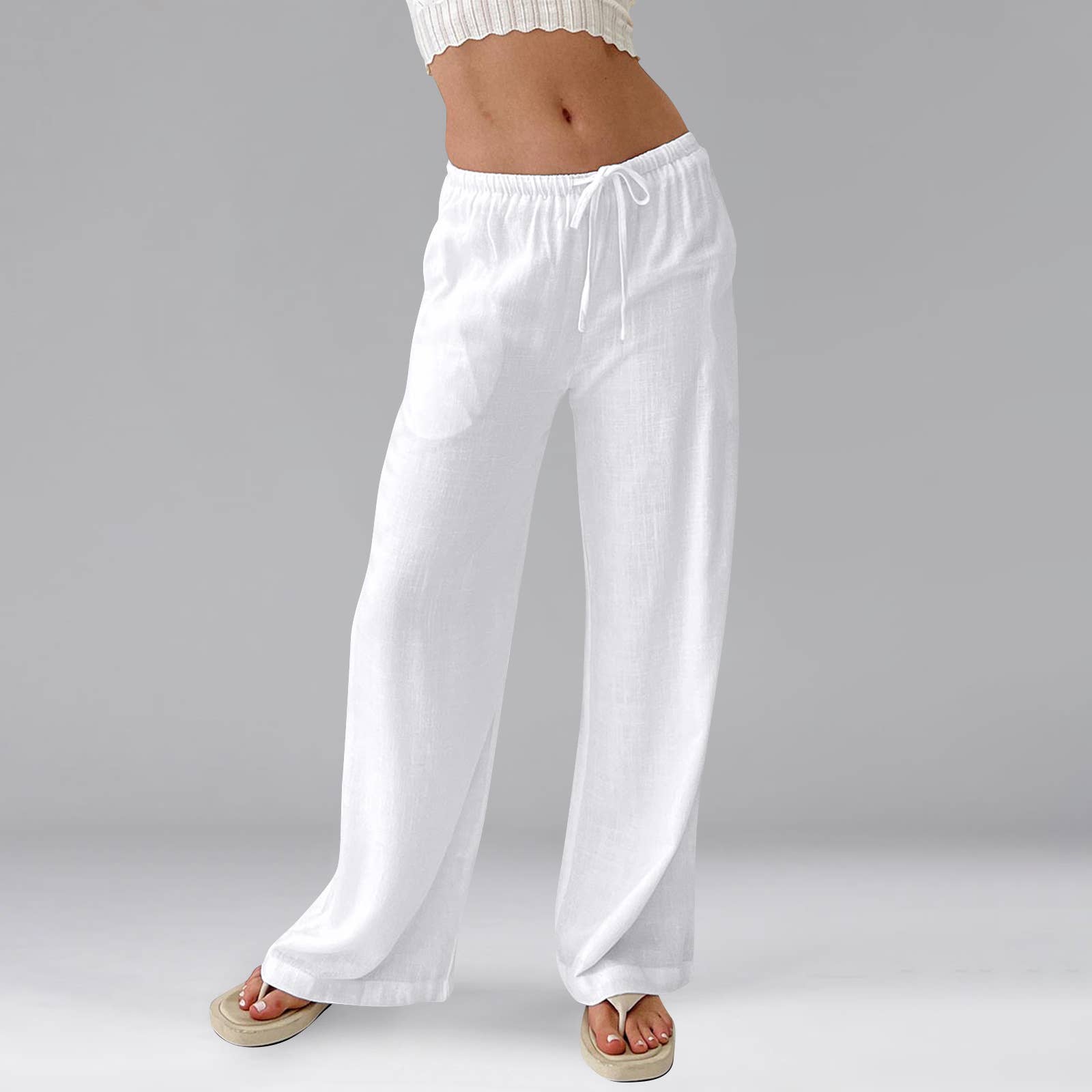 HIDDENBRAND - Wholesale Pants - Women's - Leisure solid summer wide-leg pants10