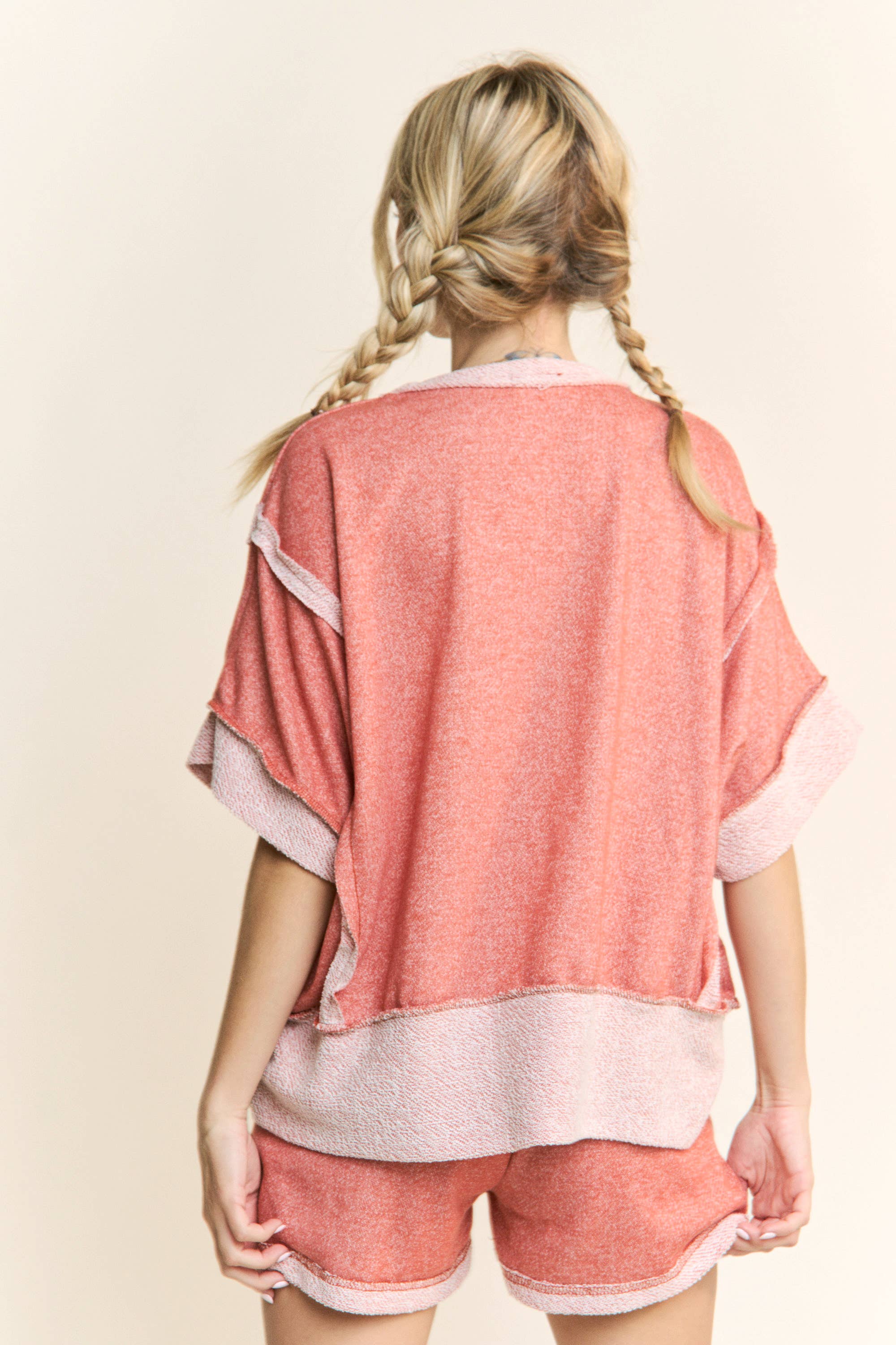 J.Her - Wholesale Knit Top - Women's - Oversize Reverse Contrast Banded Top HT40284