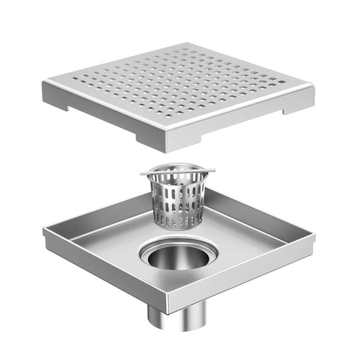 Scarico per doccia quadrato in acciaio inossidabile 6x6 con motivo quadrato per la vendita all'ingrosso da parte di inQbrands