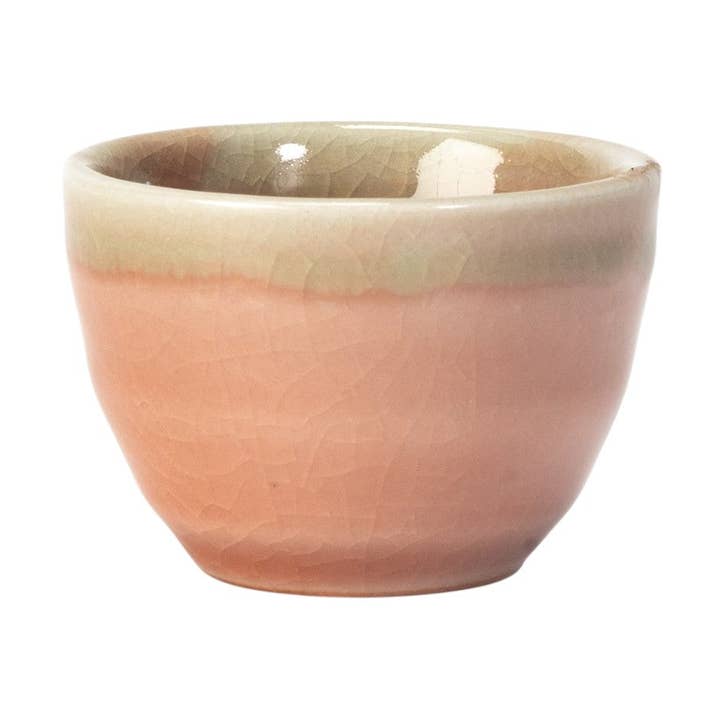 Minoware Reactive Glazed 1.75oz Sake Cup Peach Pink JP (30/240) for wholesale by Urban Tokyo