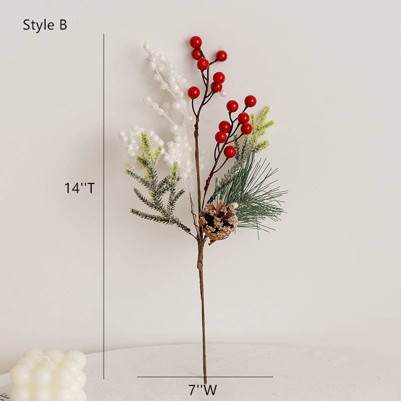 Sweet Home Deco – wholesale Christmas decoration – Faux Red Berry Pick, Winter Green Pine Pick, Holiday Decor7