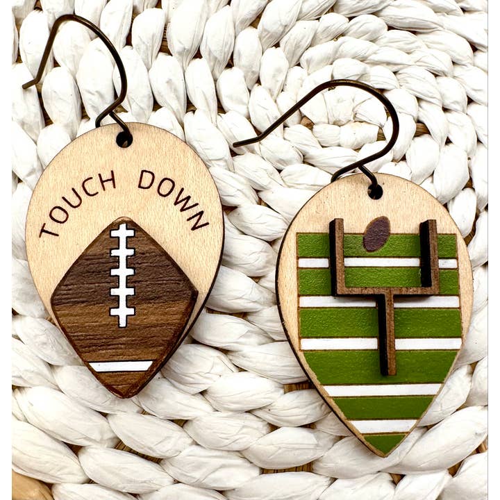 Touchdown Handmade Wood Earrings for wholesale by The Poppy Peach, LLC.