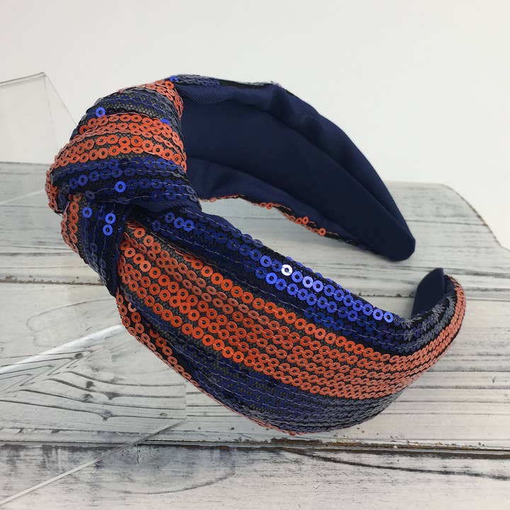 SongLily - Wholesale Fashion Headband - Women's - Orange and navy sequin headband 0