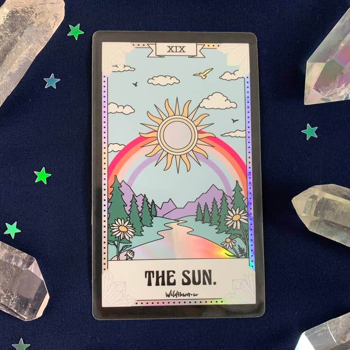 Tarot Card Sticker - Sun for wholesale by Wildflower + Co.
