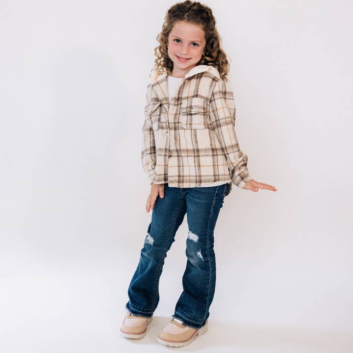 HAHA MAMA Clothing – wholesale Buttoned-down shirt – Kids – Beige Flannel - Child3