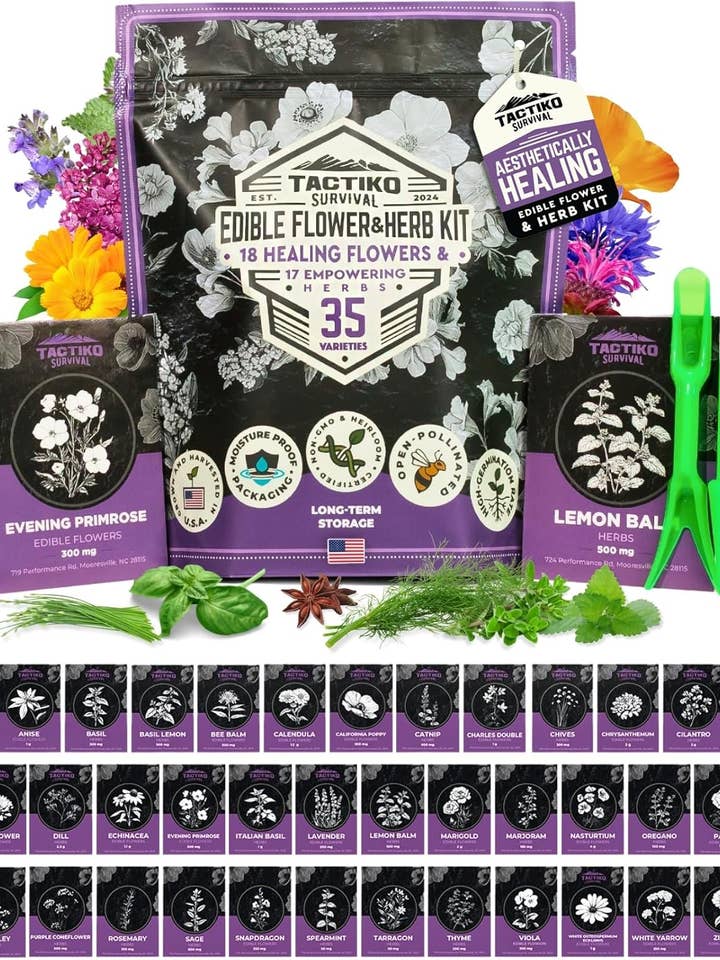 Tactiko Edible Flower Garden Seed Kit for wholesale by Tactiko Survival