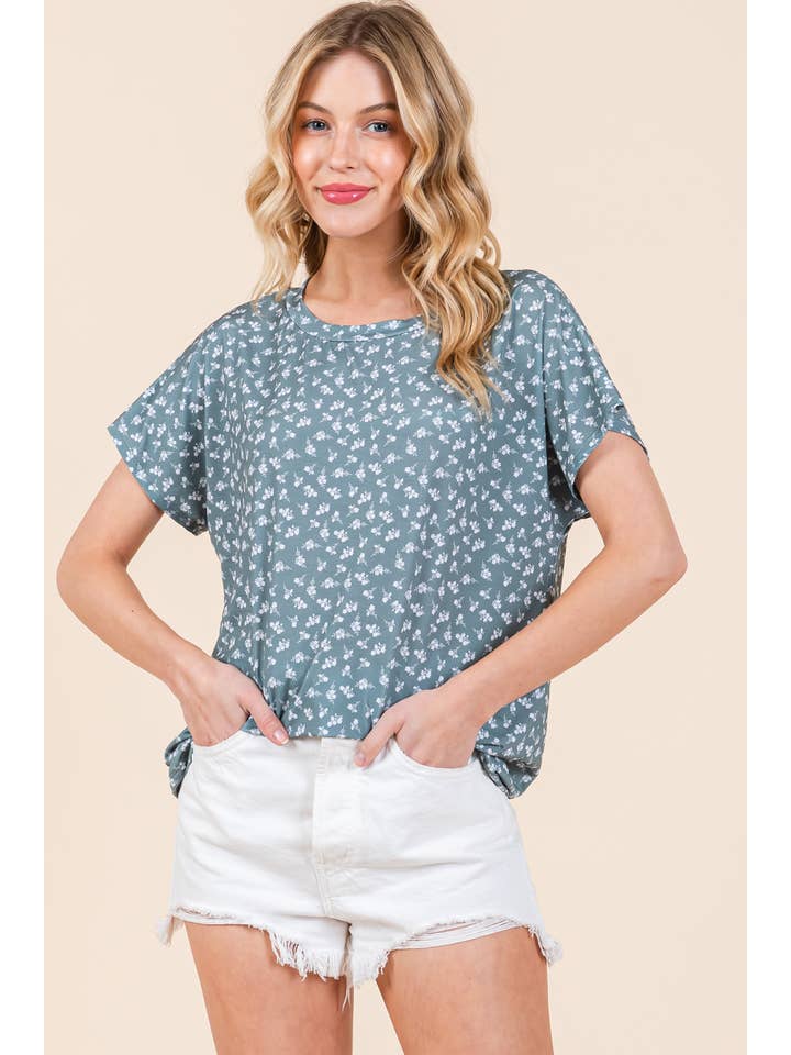 BOMBOM - Wholesale T-Shirt - Women's - TA2245 FLORAL BLISS RELAXED TEE