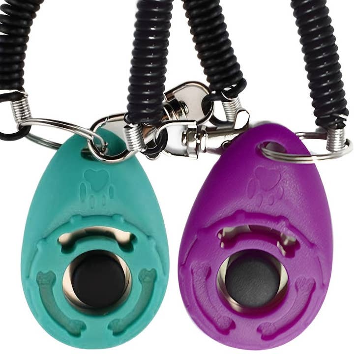 DIYSTORE - Wholesale Pet Toy - Dog - 2-Pack Dog Clicker Sound Training Device, Pet Agility Training Tool with Wristband, Clicker Whistle, Plastic, No Batteries Included, Black & Blue Options