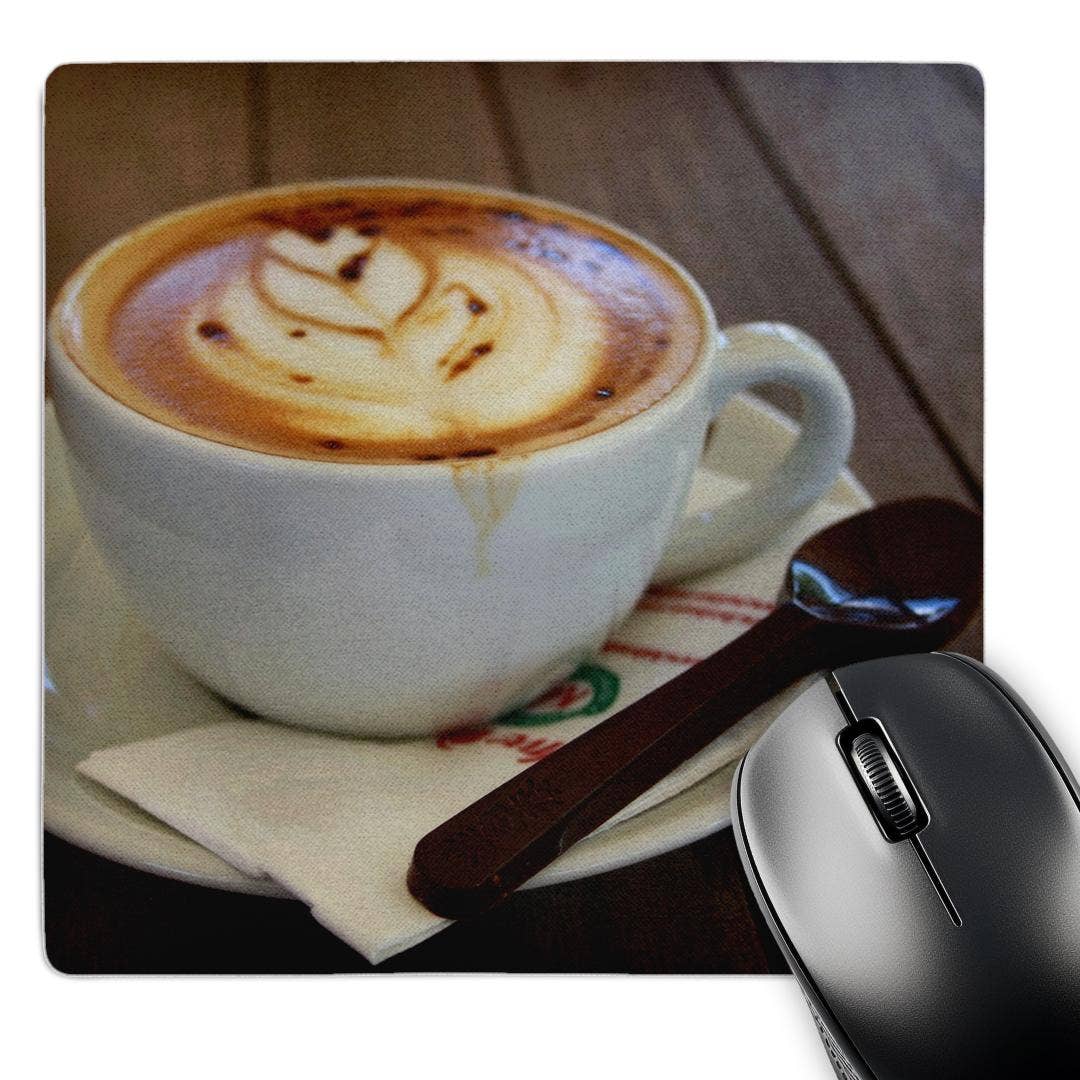 3dRose - Wholesale Mousepad/Trackpad - 3dRose, Americano Coffee with Tulip Design And Chocolate Spoon, Mouse Pad0