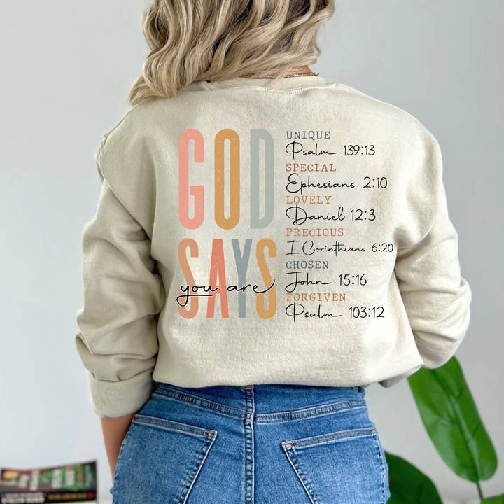TEELUX - Wholesale Sublimation Transfer - (Shirt not included) God Says You Are - Clear Film Transfer
