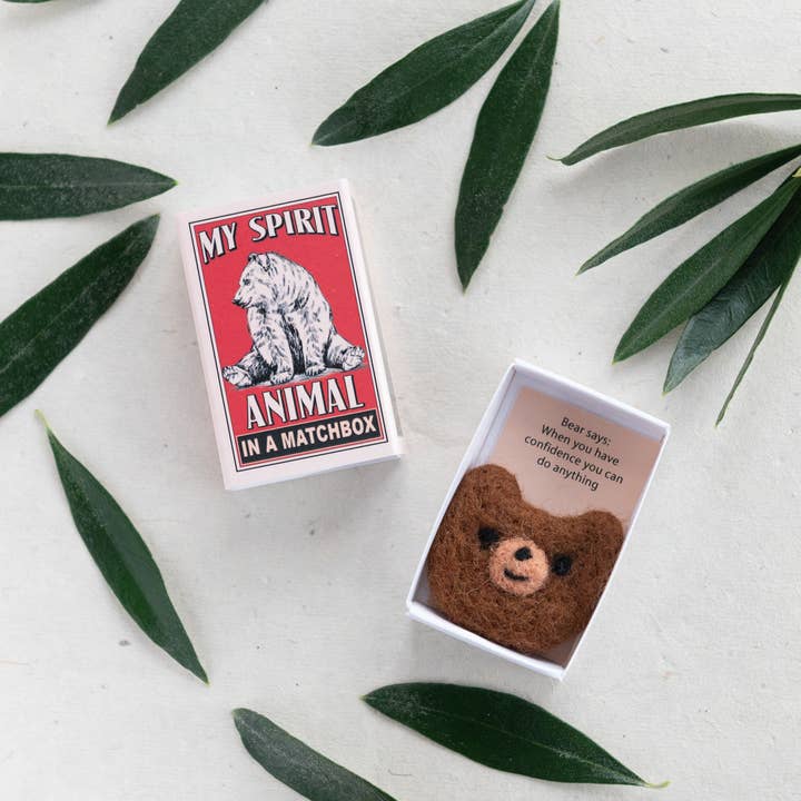 Wool Felt Bear Spirit Animal Gift In A Matchbox for wholesale by Marvling Bros Ltd