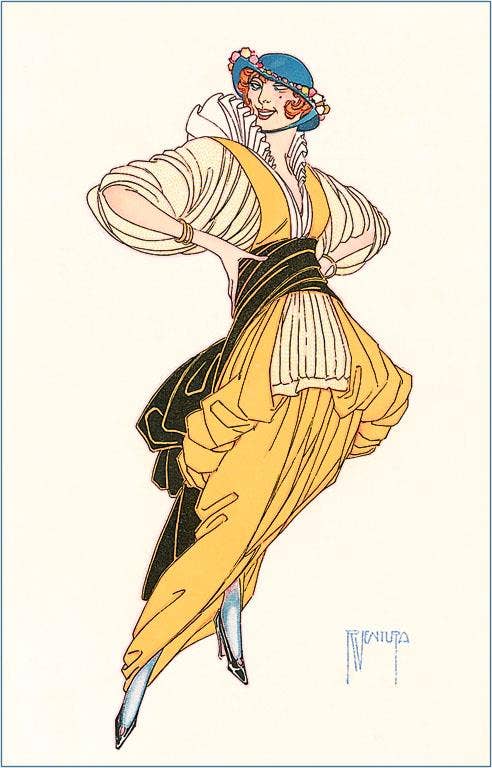 Found Image Press - Wholesale Stationery/Notecard Set - Greeting Card FN-146 Saucy Woman with Big Sleeves0