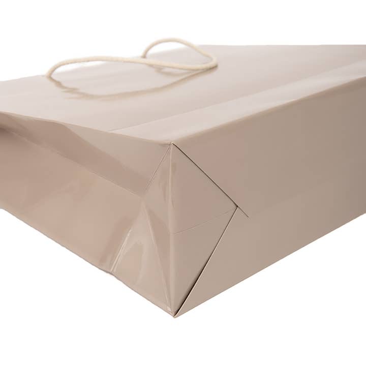 Glossy Taupe Luxury Double-Layer Paper Bag for wholesale on Faire
