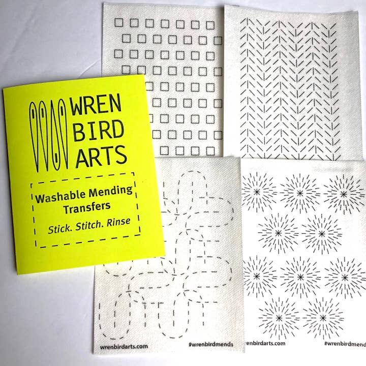 Wrenbirdarts - Wholesale Craft Sewing Kit - Washable Mending Transfers #3 Yellow Pattern