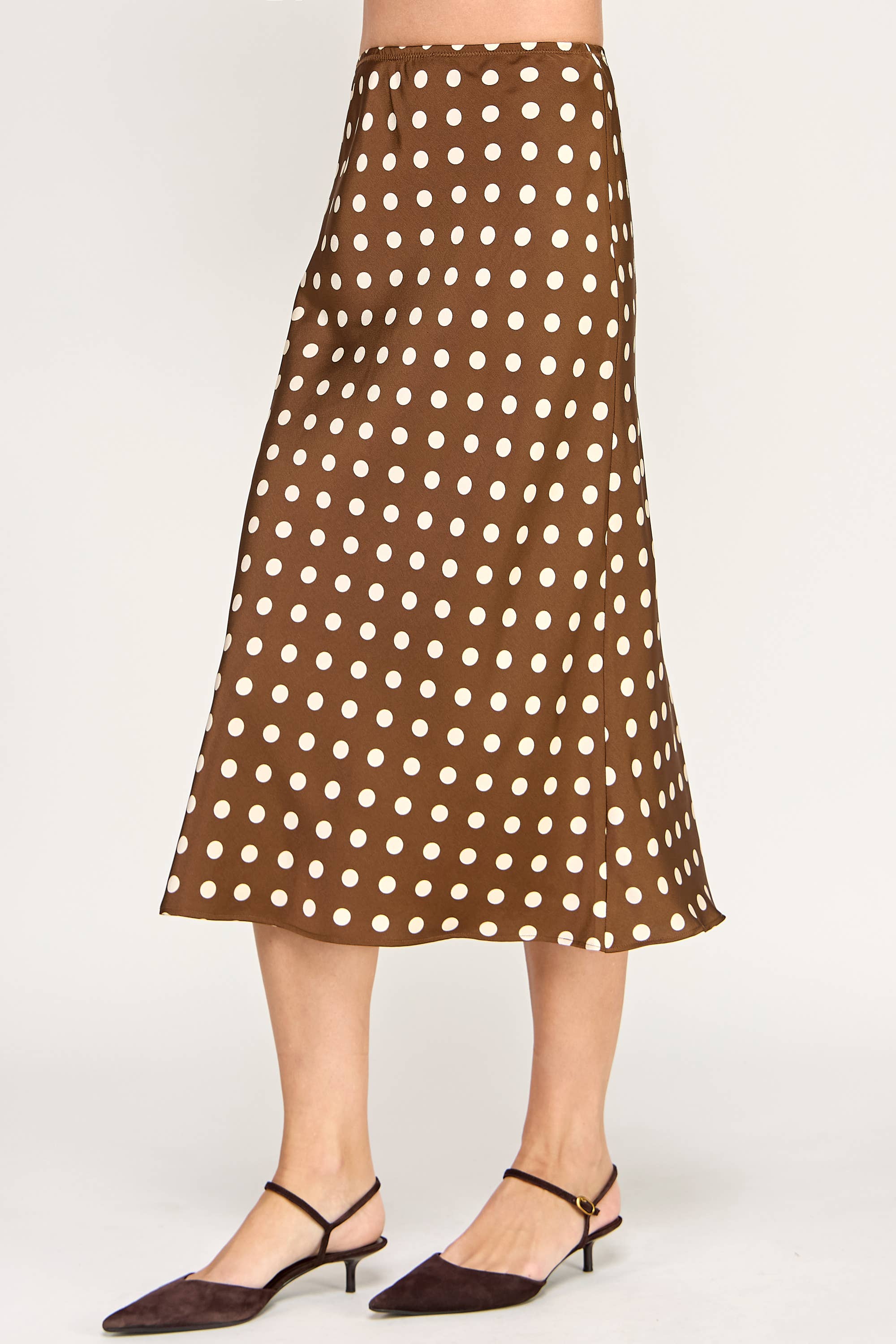 Ellison - Wholesale Skirt - Women's - RS-4238-6 POLKA DOT MIDI SKIRT-COCOA CREAM5
