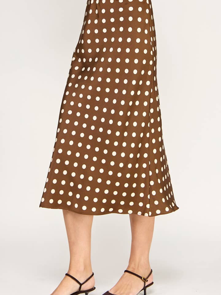 Ellison - Wholesale Skirt - Women's - RS-4238-6 POLKA DOT MIDI SKIRT-COCOA CREAM5