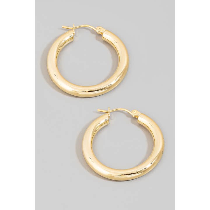The Looks by Fame Accessories - Wholesale Hoop Earrings - Metallic Tube Latch Hoop Earrings