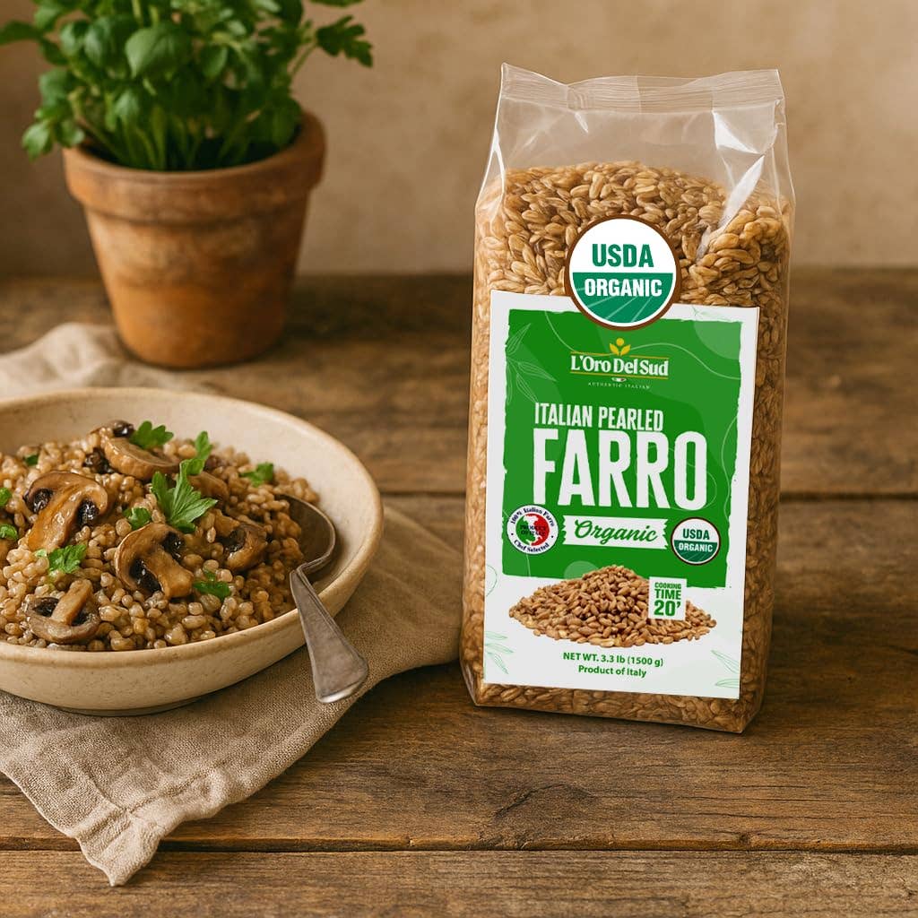 Wholesale Italian Food - Wholesale Whole Grains - L’Oro Del Sud, Organic Italian Pearled Farro, 3.2 lb (1.5 kg)4