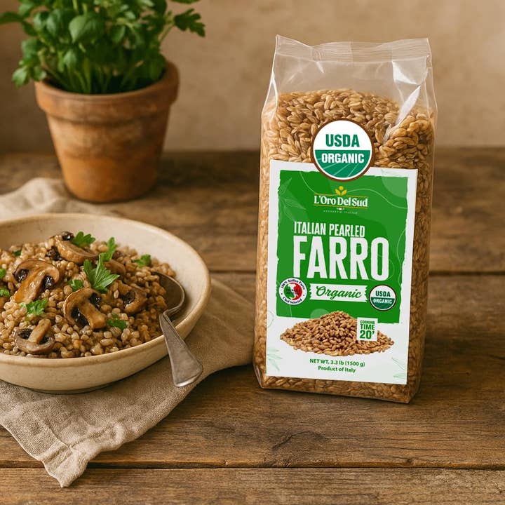 Wholesale Italian Food - Wholesale Whole Grains - L’Oro Del Sud, Organic Italian Pearled Farro, 3.2 lb (1.5 kg)4