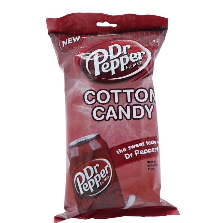 Dr. Pepper Cotton Candy, 3.1oz Bag, 12ct Case for wholesale by Grandpa Joe's Candy Shop