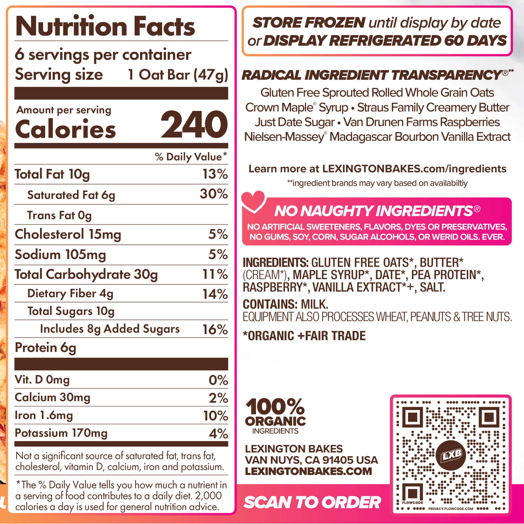 LEXINGTON BAKES - Wholesale Snack Bar - Raspberry Crumble Protein Oat Bars • 6 Pack5