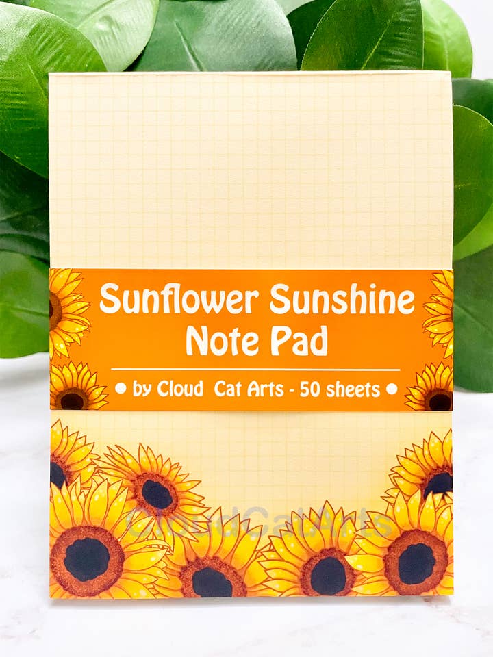 Sunflower Sunshine - Garden Plant - Grid Notepad for wholesale by Cloud Cat Arts