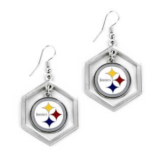NFL Pittsburgh Steelers Hexagon Cutout Earrings for wholesale by Aminco USA
