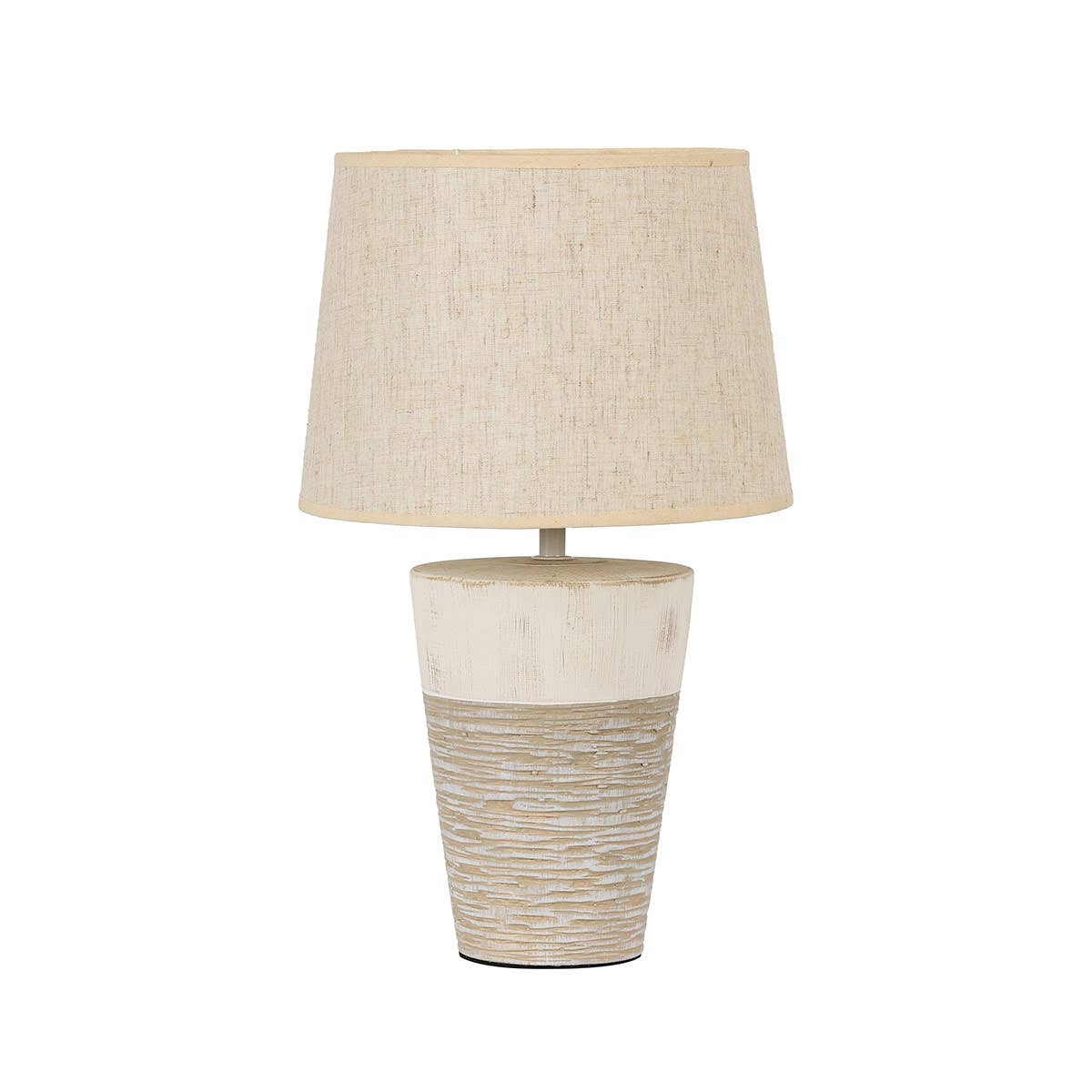 Gdeco - Vendita all'ingrosso Lampada da scrivania/d'accento - Lampada da tavolo in ceramica e lino beige 55x26x26 cm