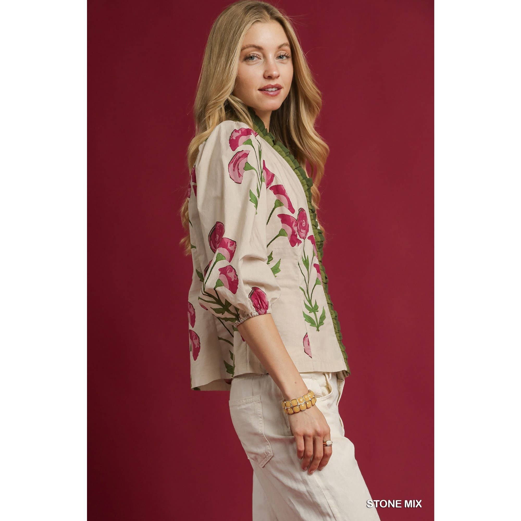 STYLE USA - Vente Tunique – femme - Haut à volants à imprimé floral5