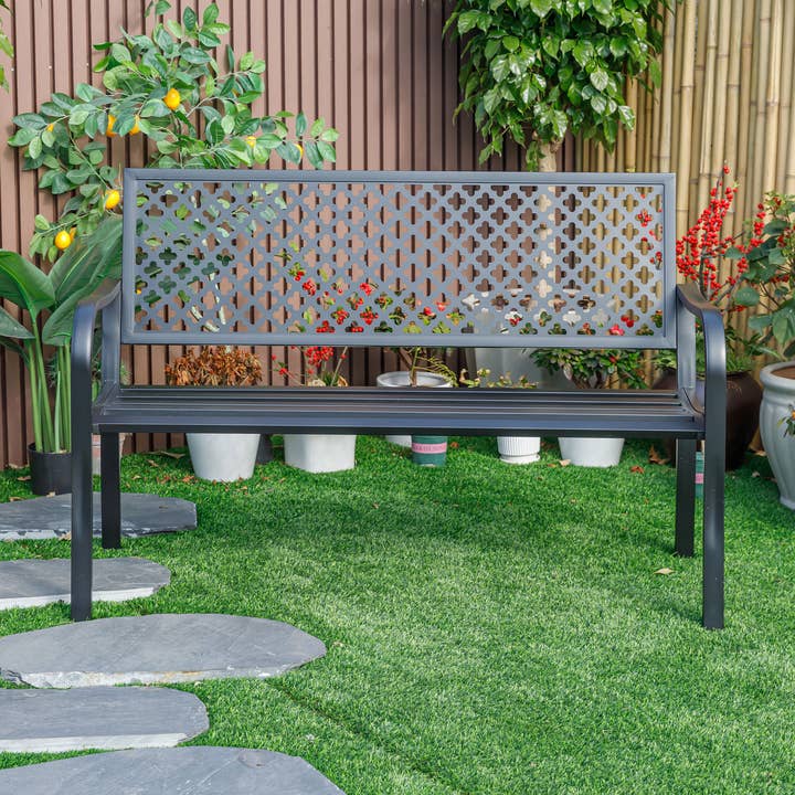 Black Beauty- All-Steel Garden Bench for Relaxation for wholesale by Hi-Line Gift Ltd.