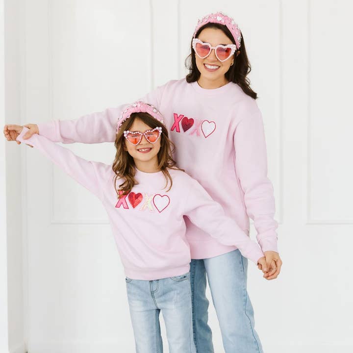 Sweet Wink - Wholesale Sweatshirt - Kids - XOXO Sequin Patch Valentine's Day Sweatshirt - Kids Clothing4