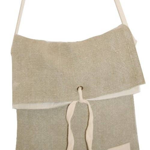 Grey Cotton / Linen Shoulder Bag 34 (W) x37 (H)cm for wholesale by Status Collections