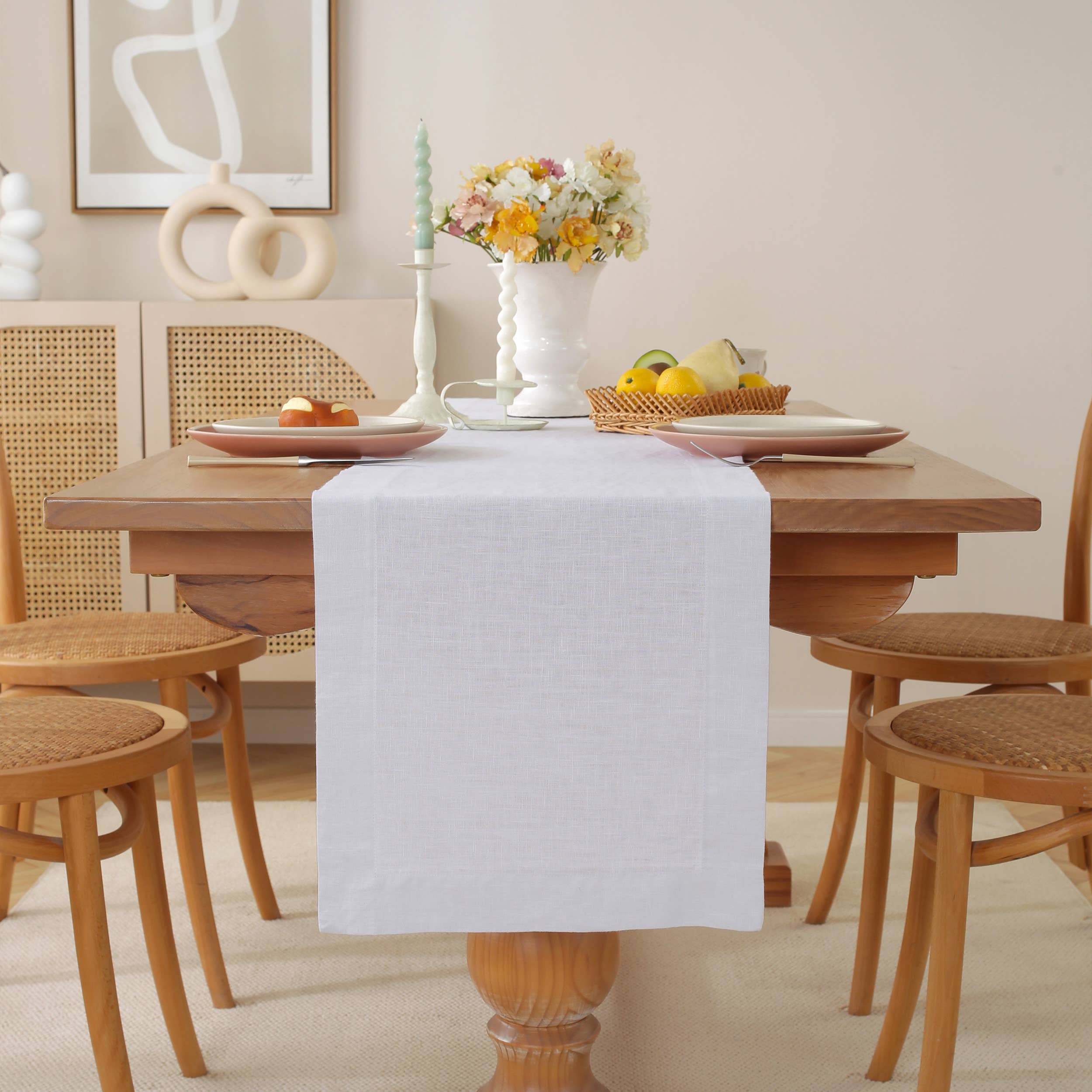 Triton Linen – wholesale Table runner – 100% Pure Linen Table Runner Table Decor- White1