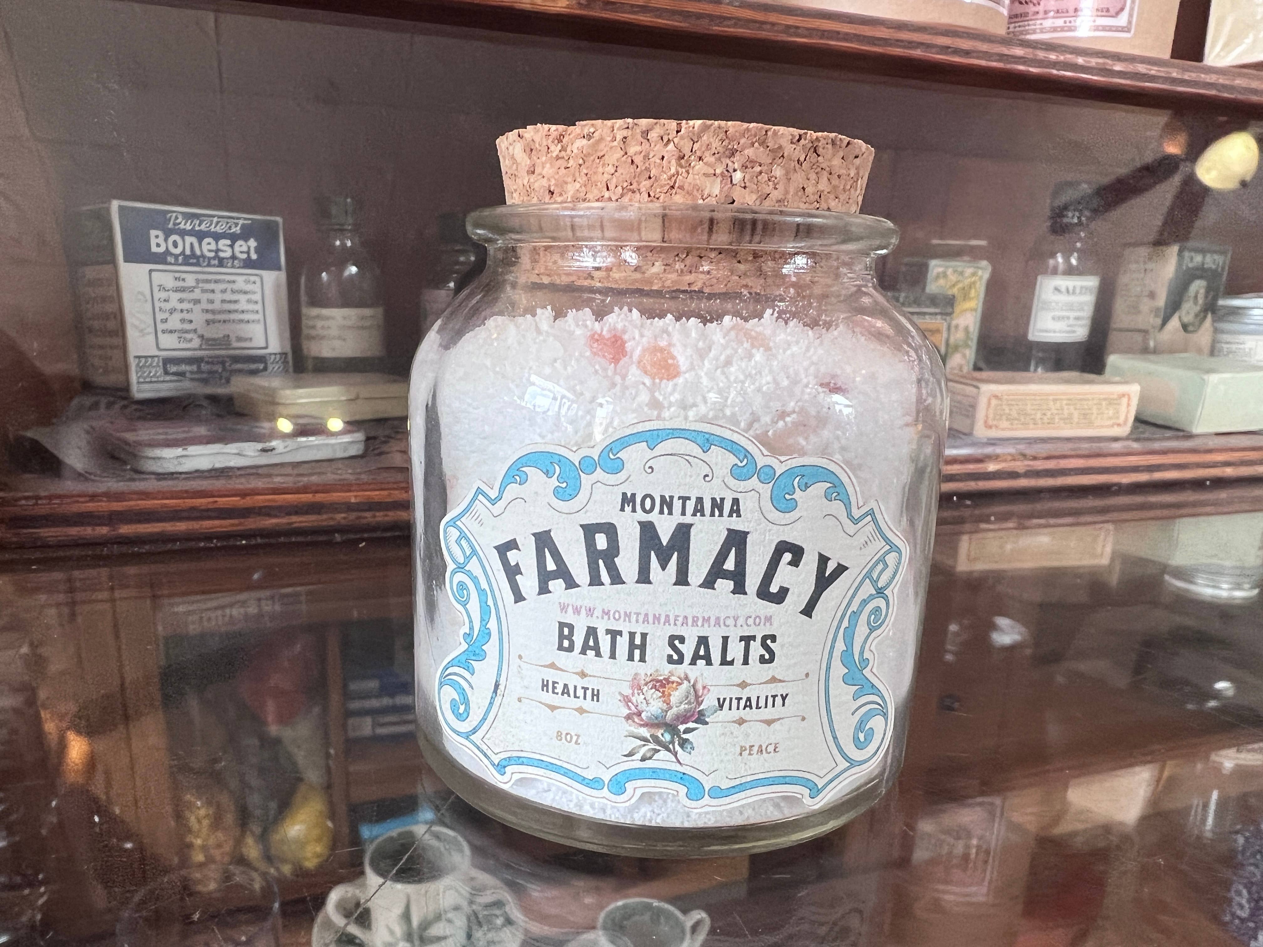 Montana Farmacy - Vente Sel de bain - Sels de bain moussants dans un bocal d'apothicaire à l'ancienne PEACE1