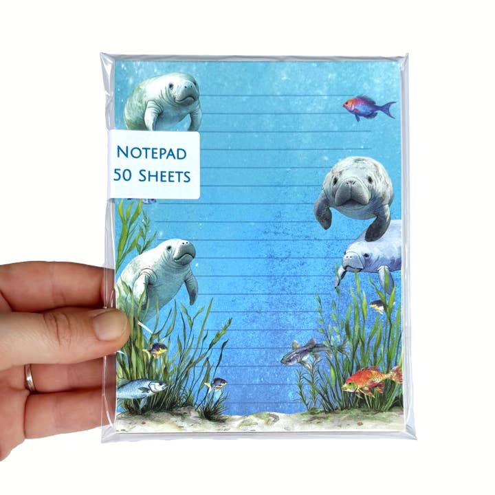 Art by Sharell - Wholesale Notepad - Manatee Notepad, 50 sheets, 4.25" x 5.5" Florida Stationery1