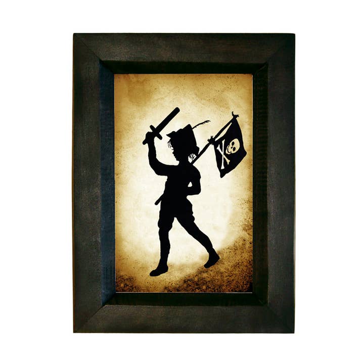 Child-Pirate w/ Sword & Flag Printed Silhouette, 7-1/2” for wholesale by Madison Bay Co. - Historical Home Decor Reproductions