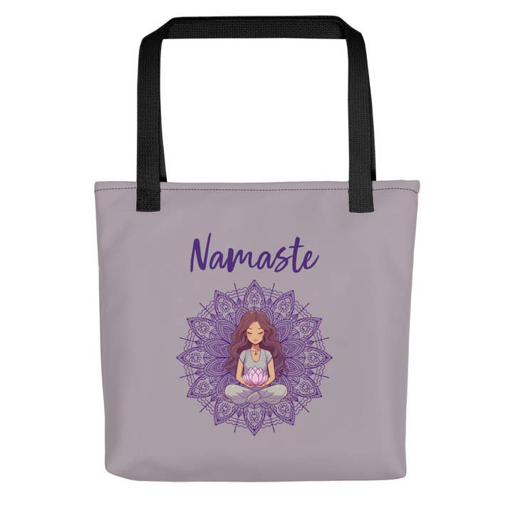 Namaste Tote Bag. Mandala. Lotus. Yoga Lovers. Shopping Tote for wholesale by Goddess Swag™