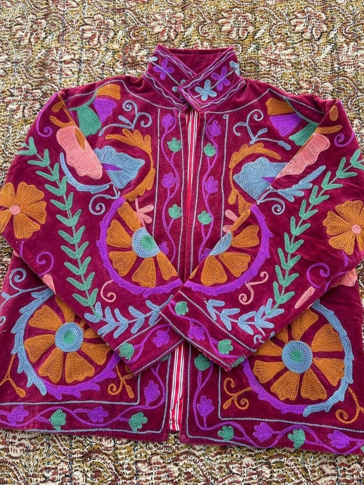 5 Pcs Assorted New Velvet handmade suzani embroidery Jackets for wholesale by Bhawana Handicrafts