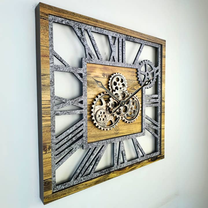 The Gears Clock - Wholesale Wall Clock - AMERICA LINE WALL CLOCK SQUARE 24 INCH WOOD AND STONE7