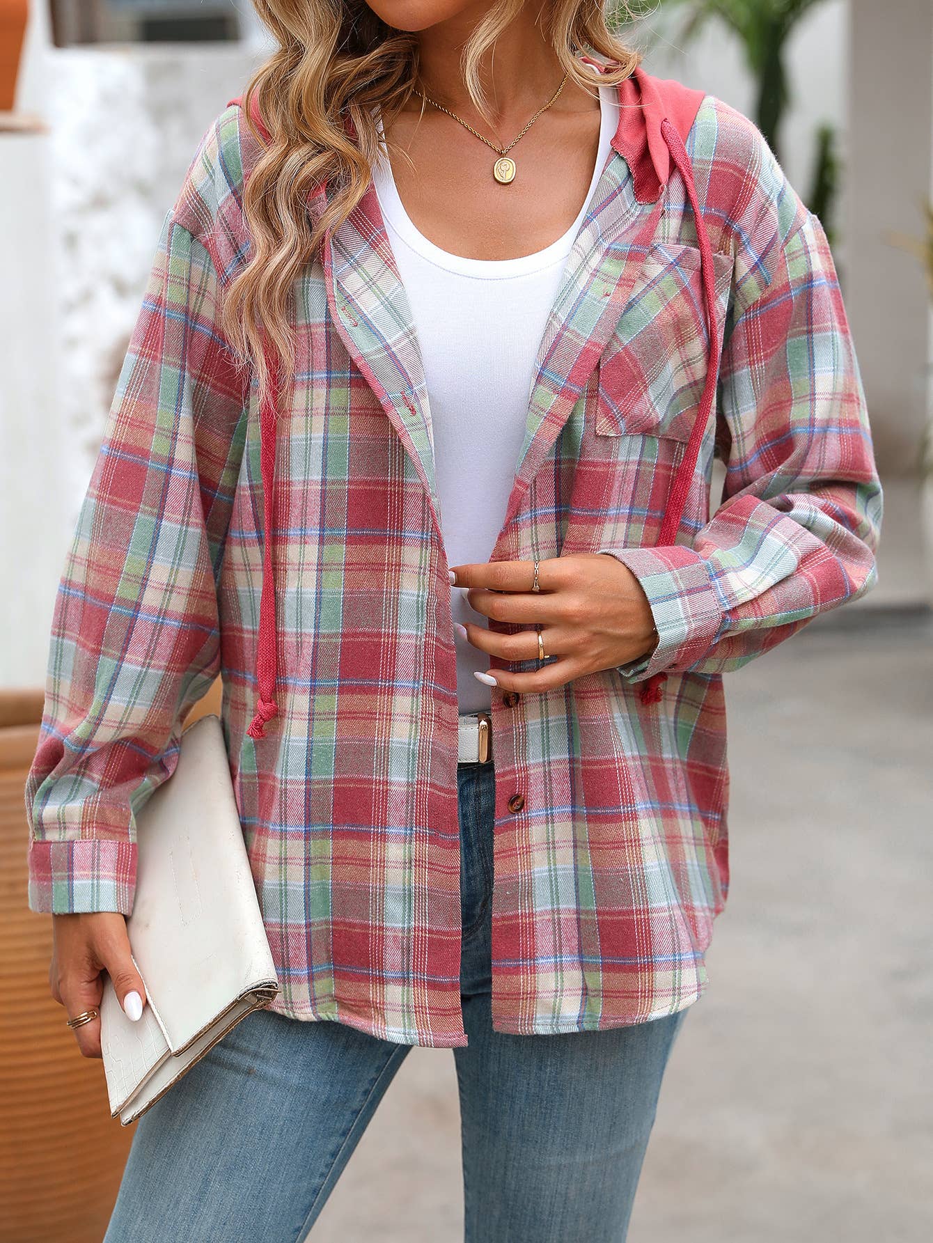 Lily Clothing - Wholesale Button Down Shirt - Women's - CASUAL FASHION OVERSIZE PLAID SHIRT12