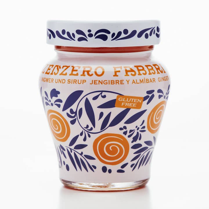 Candied Ginger in Syrup - Fabbri 230g glass jar for wholesale by Gourmet Food Solutions, Inc.