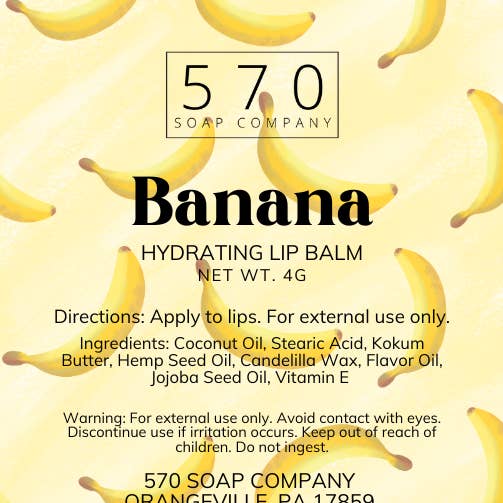 Bananefugtgivende læbepomade – Nærende fugt til bløde læber for engroshandel hos 570 Soap Company