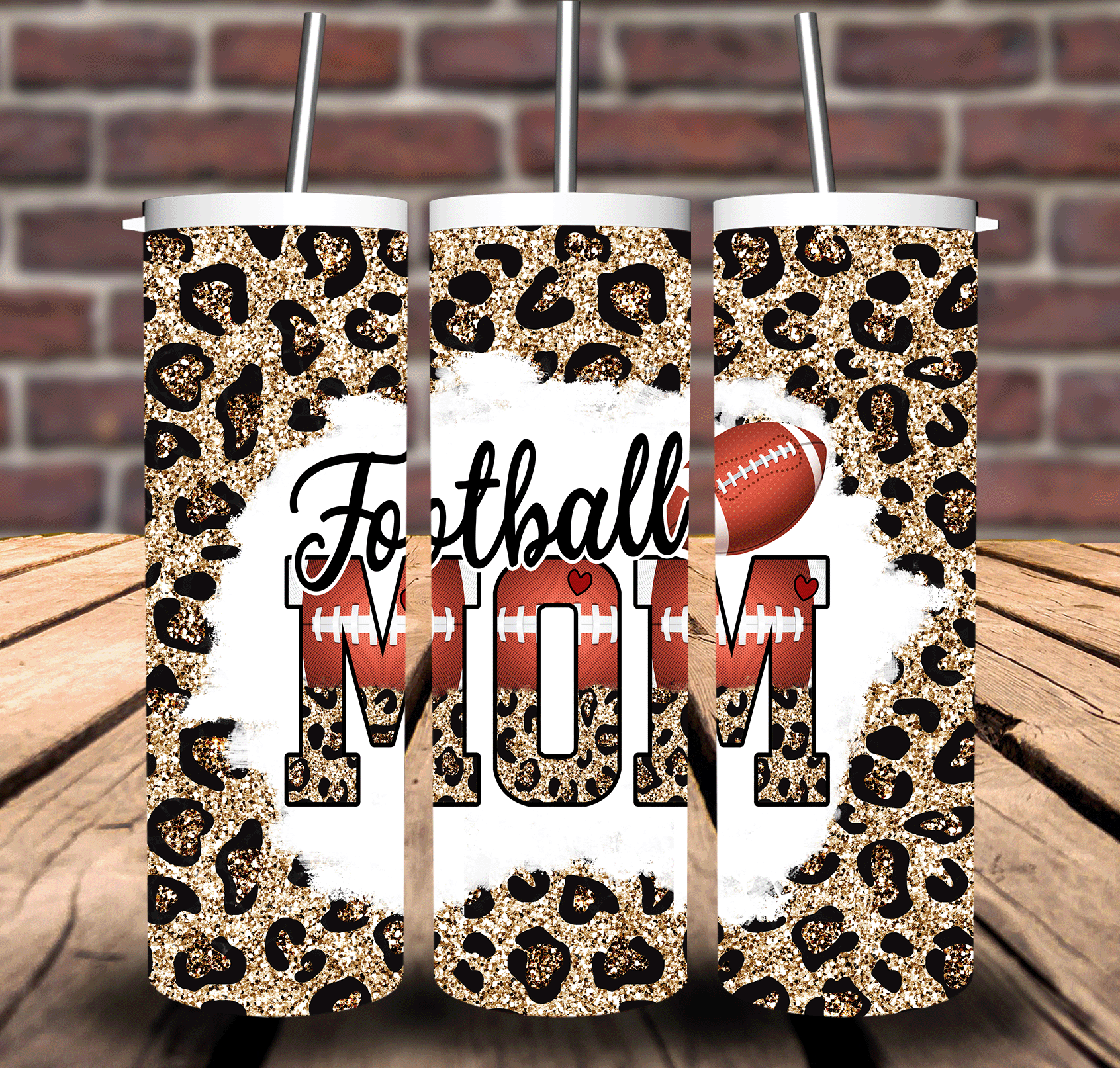 Sweet Tees – wholesale Sublimation transfer – Football Mom Leopard Sports Tumbler Sublimation Transfer1