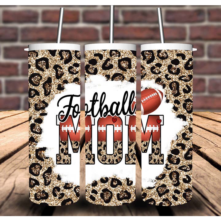 Sweet Tees - Venta al por mayor Papel transfer para sublimación - Vaso deportivo Football Mom Leopard con transferencia por sublimación1