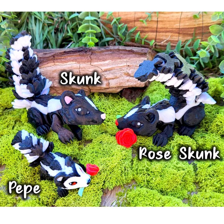 Great American Designs – wholesale Fidget toy – Kids – Articulated Baby Skunk Toy, 3D Printed, Fidget Toy