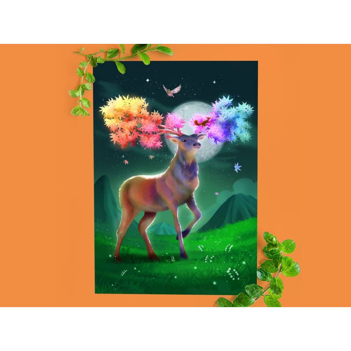 Autumn Deer Artprint for wholesale by Digitaldreamcloud