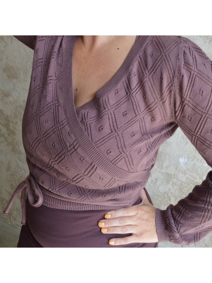 UNA PLUMA - Wholesale Knit Sweater - Women's - Diamante Sweater Wrap - Organic Cotton Wrap Sweater2