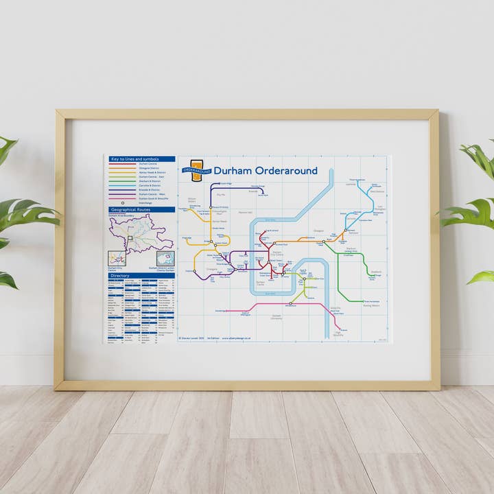 Prints With Personality – wholesale Map – London Underground-style pub map: Durham, County Durham, UK