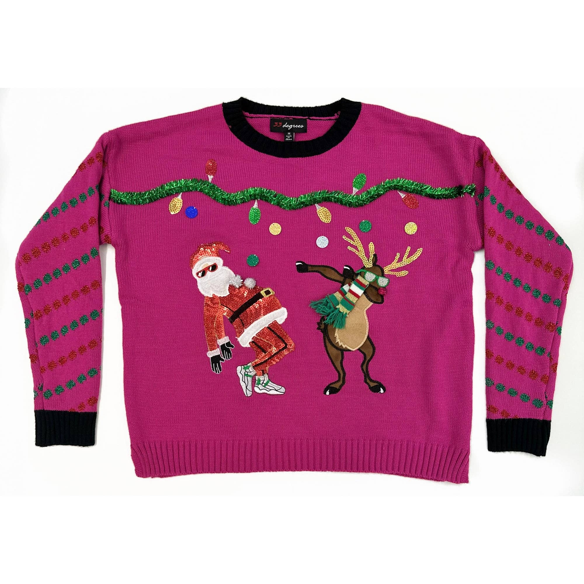 Pink Combo ABW30-B Women's Dancing Santa & Rudolph Ugly Christmas Swtr for wholesale on Faire4