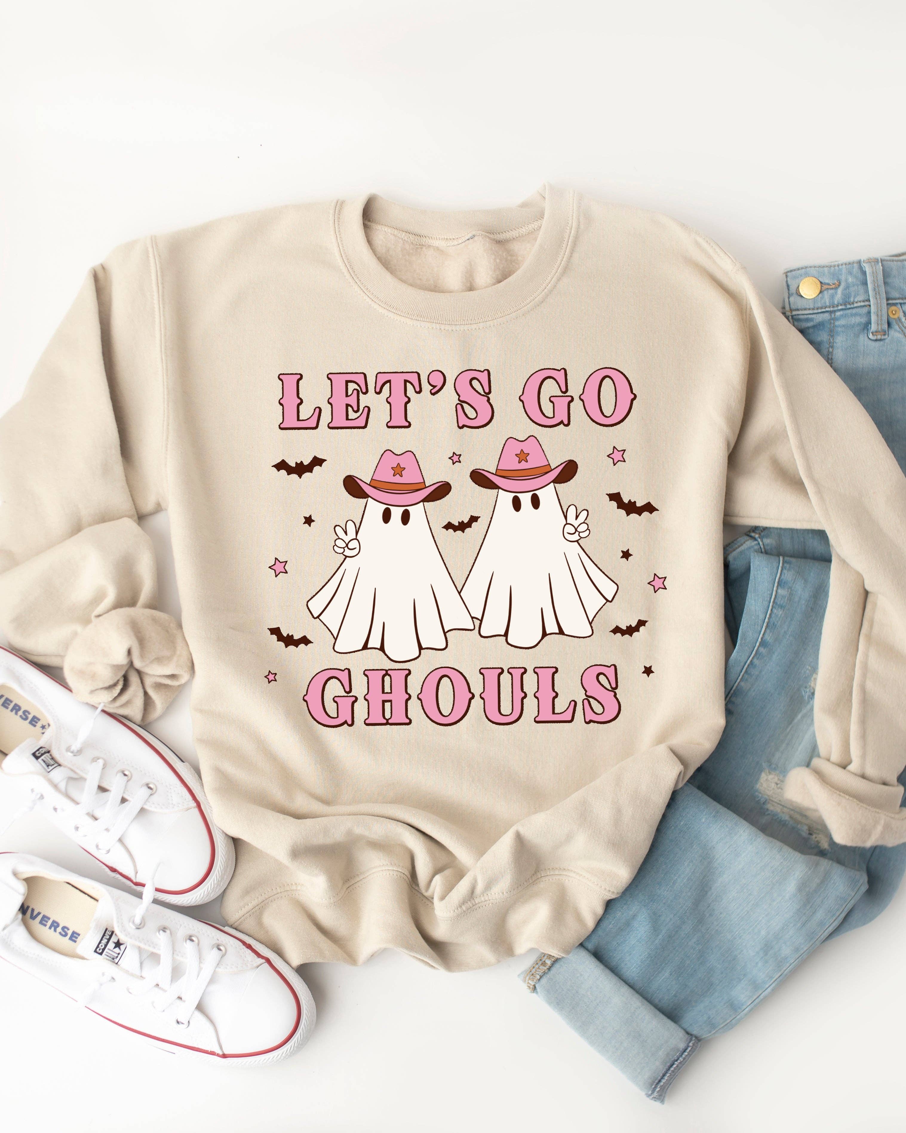 Tickled Teal - Wholesale Graphic Sweatshirt - Women's - Let's Go Ghouls Graphic Sweatshirt0